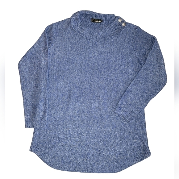 Creation size XL blue knit sweater. Long length cowl neck NWOT - Picture 6 of 6